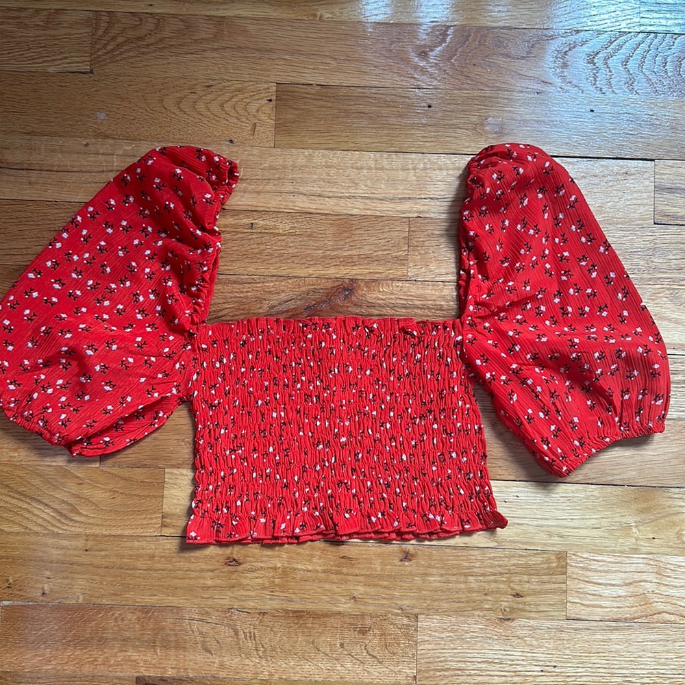 Beginning Boutique Floral Puff Sleeve Top